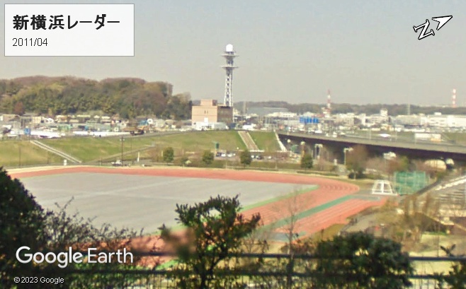 日産スタジアムから見た新横浜レーダー