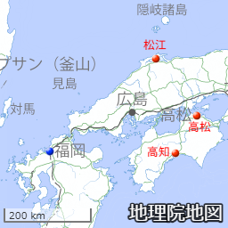 福岡、松江、高松、高知の各気象台